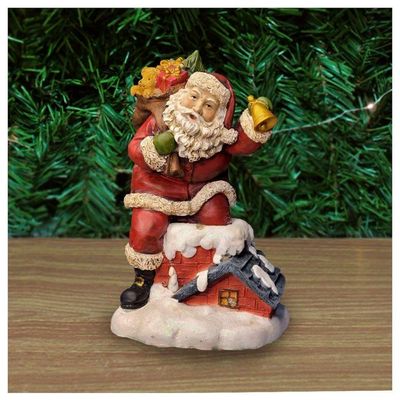 Decoração Enfeite Natal Papai Noel Na Chaminé Com Led 26cm