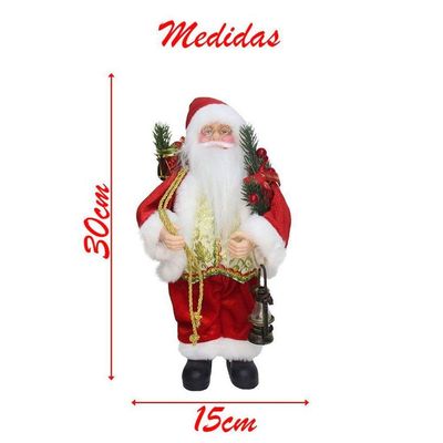 Boneco De Natal Papai Noel Tecido Lampião 30cm