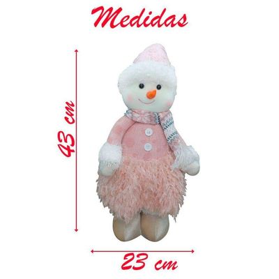 Dupla Boneco Natalino Papai Noel E Boneco De Neve Rosa