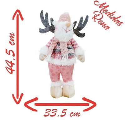 Boneco Natal Rena Rosa Natalina Tecido 44,5cm