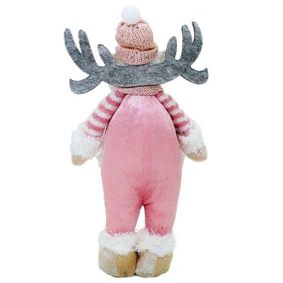 Boneco Natal Rena Rosa Natalina Tecido 44,5cm