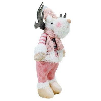 Boneco Natal Rena Rosa Natalina Tecido 44,5cm