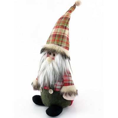 Boneco Natal Decorativo Papai Noel Tecido Xadrez 22cm