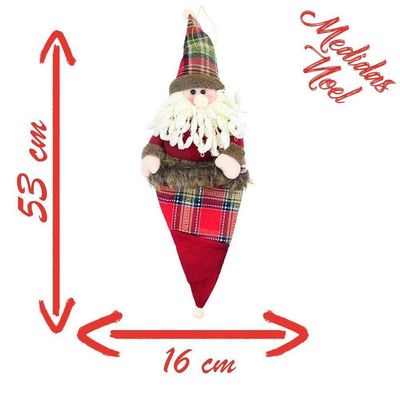 Decoração Enfeite árvore Natal Papai Noel Saco Natalino 53cm
