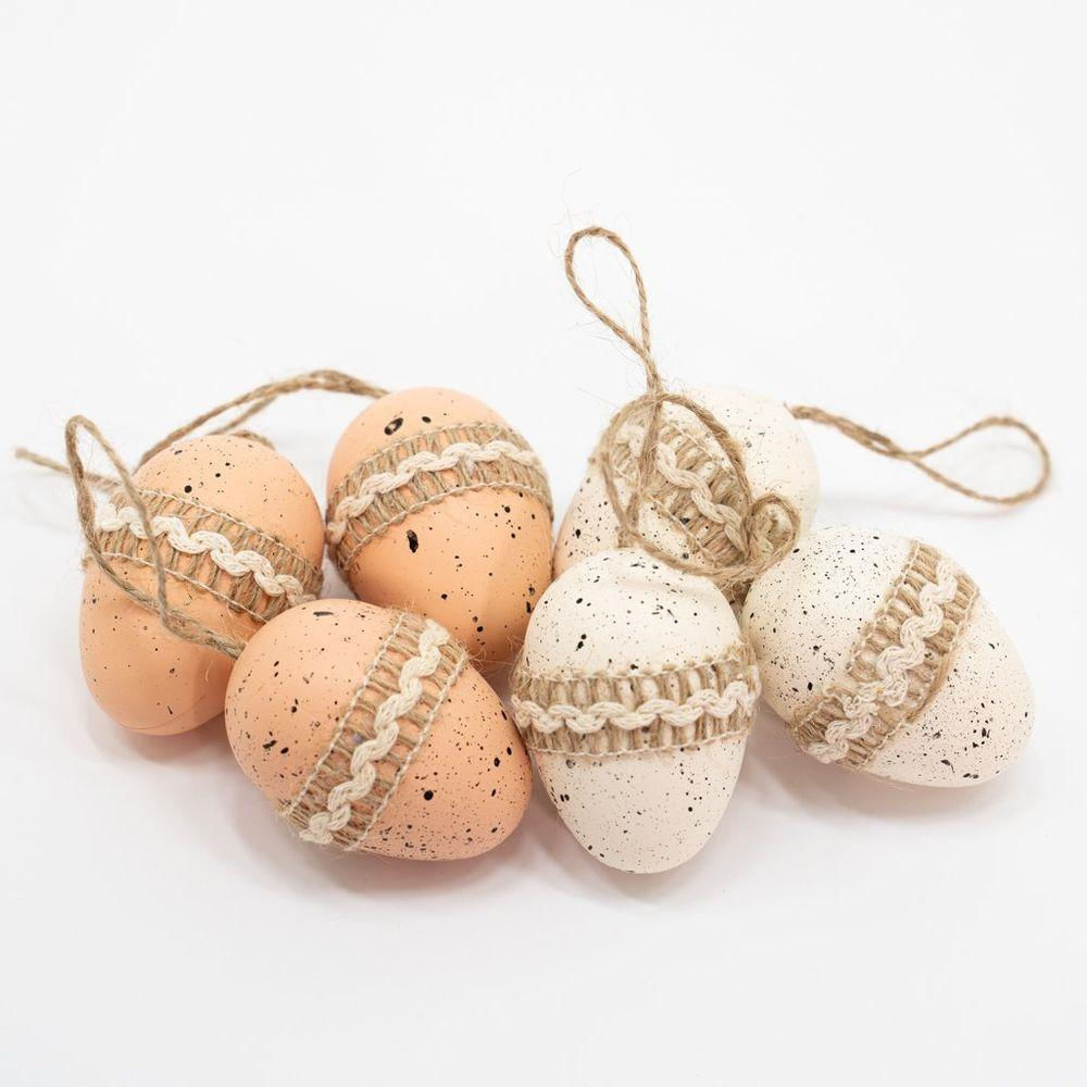 36 Ovos De Páscoa Branco E Bege Enfeite Decorativo Pendente