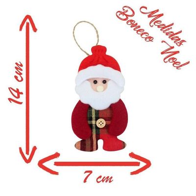 Enfeite árvore Natal Pendente Papai Noel 1 Peça 14cm