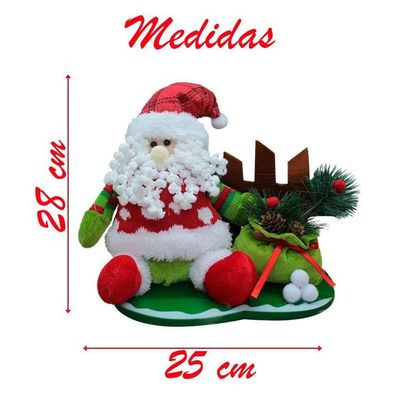 Decoração Boneco Natal Papai Noel Tecido Natalino 28cm