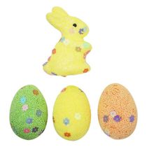 Kit Enfeites Decorativos Páscoa 3 Coelhinhos Com Ovos Decorados