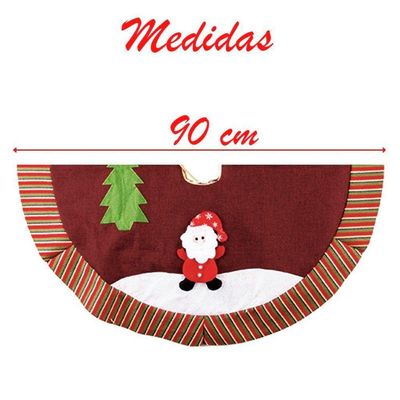 Saia Para árvore De Natal Temática Vermelha Papai Noel 90cm