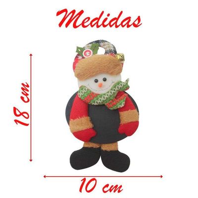 Kit 12 Enfeites De Natal Boneco De Neve E Papai Noel Com Lousa 18cm