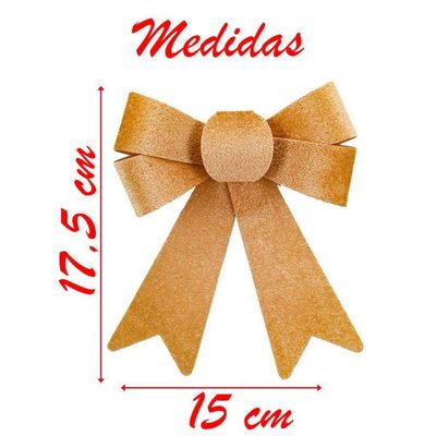 Kit 12 Enfeite árvore Natal Laço Dourado 17,5cm