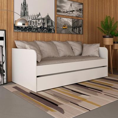 Sofa Cama Solteiro Com Auxiliar Cm8032 Branco Tecno Mobili Branco