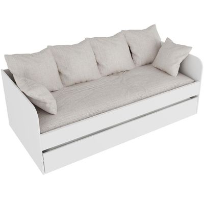 Sofa Cama Solteiro Com Auxiliar Cm8032 Branco Tecno Mobili Branco