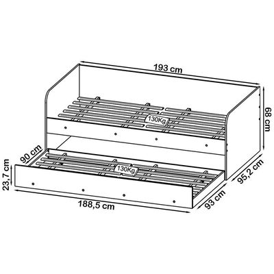 Sofa Cama Solteiro Com Auxiliar Cm8032 Branco Tecno Mobili Branco