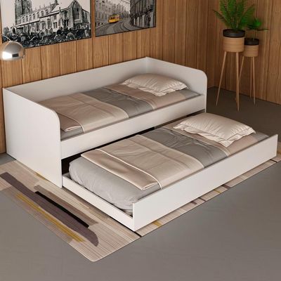 Sofa Cama Solteiro Com Auxiliar Cm8032 Branco Tecno Mobili Branco