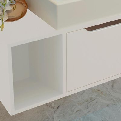 Balcao Gabinete Para Banheiro 1 Porta Bn3644 Branco Tecno Mobili Branco