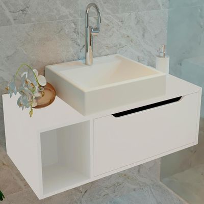 Balcao Gabinete Para Banheiro 1 Porta Bn3644 Branco Tecno Mobili Branco