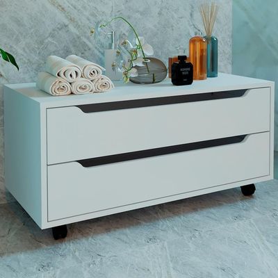 Balcao Gabinete Com 2 Gavetas E 4 Rodizios Bn3643 Branco Tecno Mobili Branco