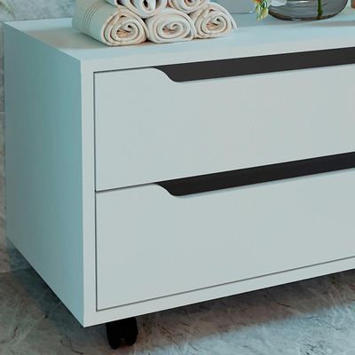 Balcao Gabinete Com 2 Gavetas E 4 Rodizios Bn3643 Branco Tecno Mobili Branco