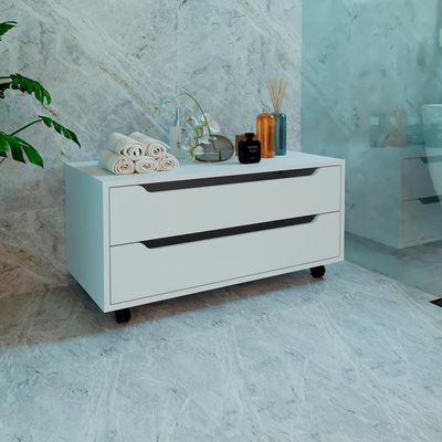 Balcao Gabinete Com 2 Gavetas E 4 Rodizios Bn3643 Branco Tecno Mobili Branco