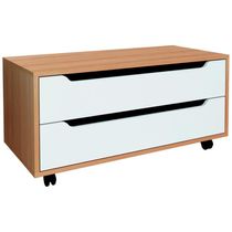 Balcao Gabinete Com 2 Gavetas E 4 Rodizios Bn3643 Amendoa Branco Tecno Mobili Amendoa Branco