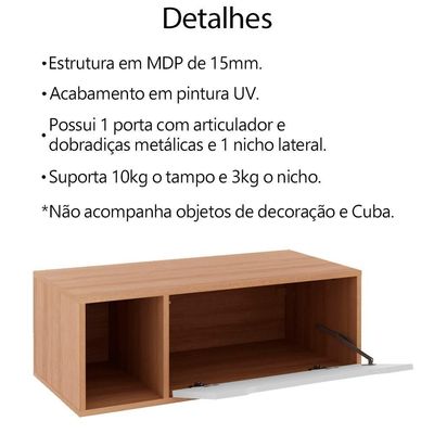Balcao Gabinete Para Banheiro 1 Porta Bn3644 Amendoa Branco Tecno Mobili Amendoa Branco