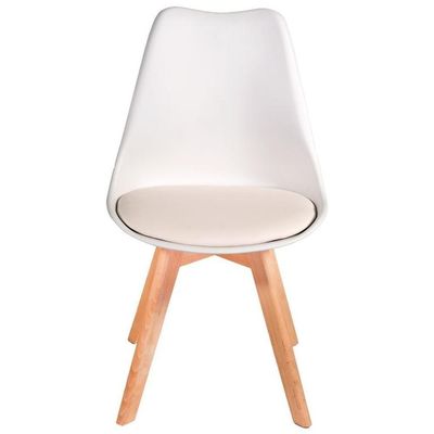 Kit - Mesa Redonda Leda 80 Cm Preto + 4 Cadeiras Estofadas Leda Branco