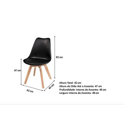 Conjunto Mesa Leda 90 Cm Preta + 4 Cadeiras Leda Pretas