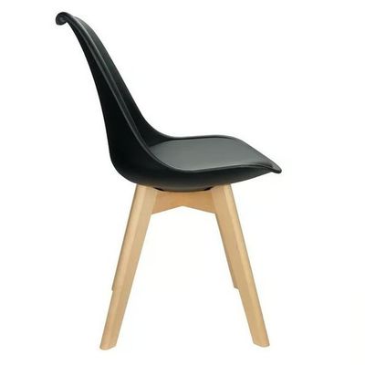 Kit - Mesa De Jantar Leda Redonda 90 Cm Branco + 4 Cadeiras Estofadas Leda Preto
