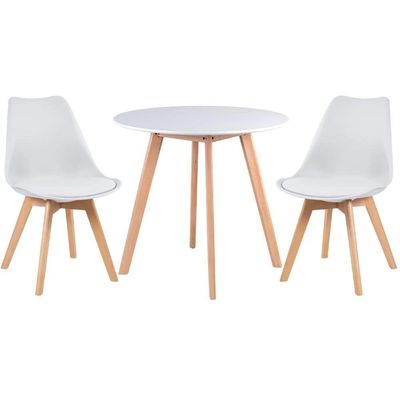 Conjunto Mesa Jantar Leda 80cm Branca + 2 Cadeiras Leda - Brancas