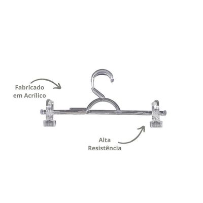 Kit Com 50un. Cabide Saia Com Presilha Em Ps Cristal