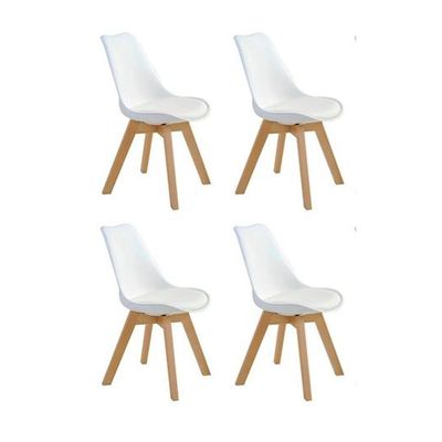 Conjunto Mesa Leda Branca 80 Cm + 4 Cadeiras Leda Brancas