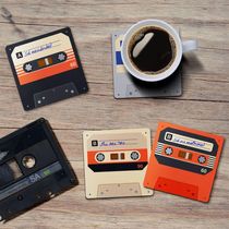 Jogo De Porta Copos Fita Cassete K7 Retrô Vintage - 4 Peças