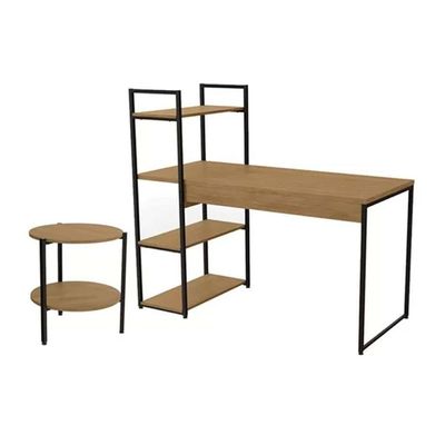 Escritório Completo Industrial (1 Escrivaninha, 1 Mesa Lateral) 2 Peças Freijó - Kappesberg
