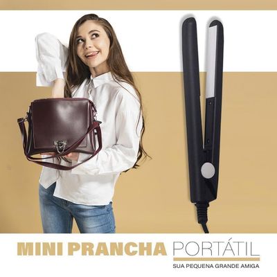 Mini Chapinha Portátil Prancha Alisadora De Preto Bivolt