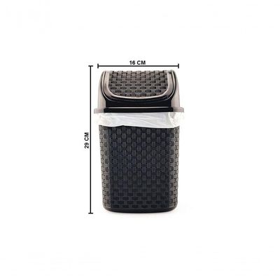 Kit Escorredor De Pratos + Lixeira Basculante 4,5l + Porta Detergente E Esponja Em Plástico Rattan