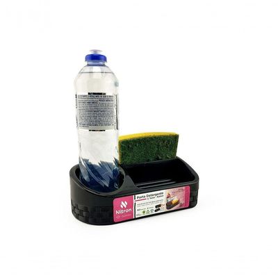 Kit Escorredor De Pratos + Lixeira Basculante 4,5l + Porta Detergente E Esponja Em Plástico Rattan