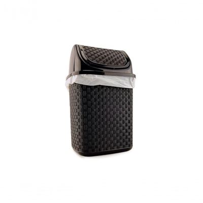 Kit Escorredor De Pratos + Lixeira Basculante 4,5l + Porta Detergente E Esponja Em Plástico Rattan