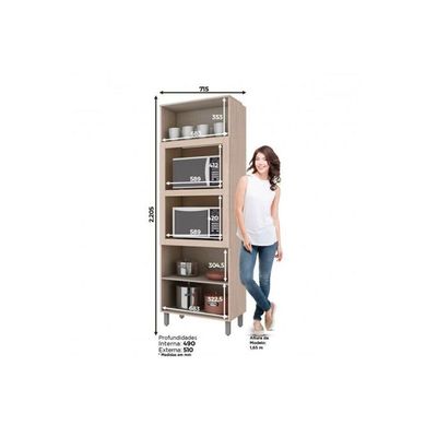 Paneleiro De Cozinha Connect C/ 3 Portas (2 Fornos) 71,5cm Off White - Henn