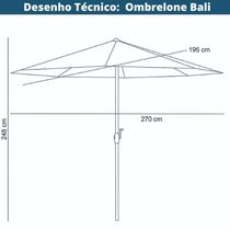 Ombrelone Central Bali Rivatti 270 Cm Em Alumínio Sem Base E Capa Em Poliéster Marfim