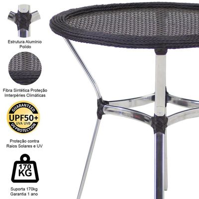 Mesa Ascoli Tampo Tramado Em Alumínio Para Cozinha, Edícula, Jardim E Piscina Trama Original Preto