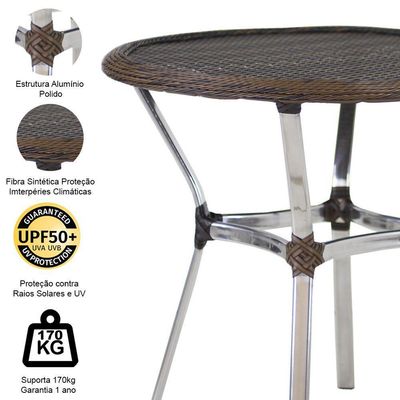 Mesa Ascoli Em Alumínio Com O Tampo Tramado Para Cozinha, Edícula, Jardim E Piscina Argila