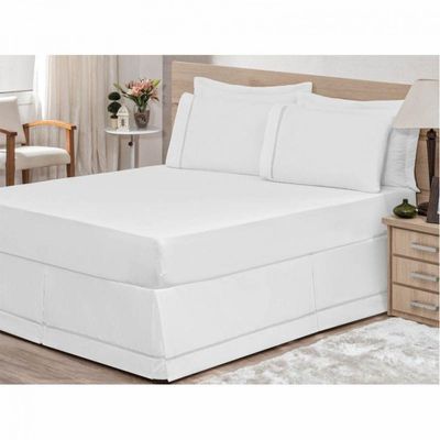 Saia para Cama Box Solteiro 01 Peça Branco Bordados Ricardo