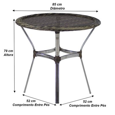 Mesa Ascoli Tampo Tramado Em Alumínio Para Cozinha, Edícula, Jardim E Piscina Capuccino