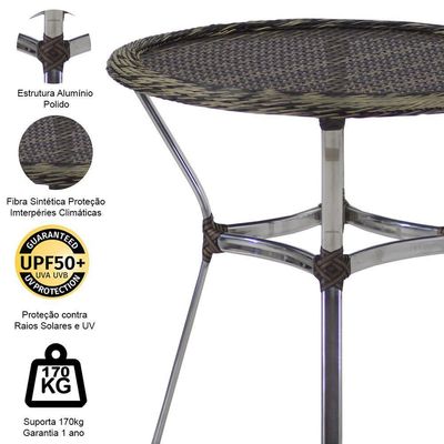 Mesa Ascoli Tampo Tramado Em Alumínio Para Cozinha, Edícula, Jardim E Piscina Capuccino