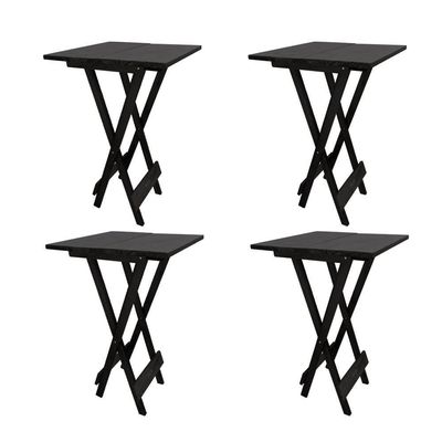 Kit 4 Mesa Bistro Dobravel Quadrada Preta - Preto