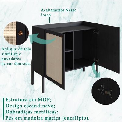 Balcao Cafe Bar 2 Portas Palhinha 27928 Linha Oslo Nero Artesano Nero