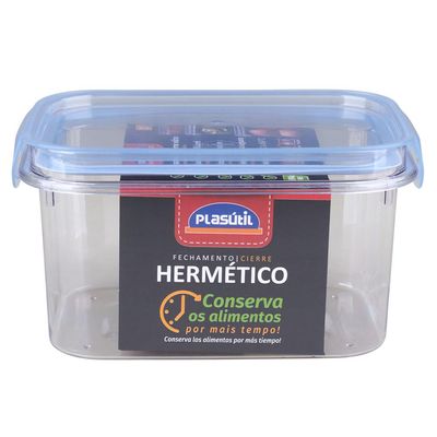 Porta Mantimentos Hermética Retangular 1.2L Plasutil Azul