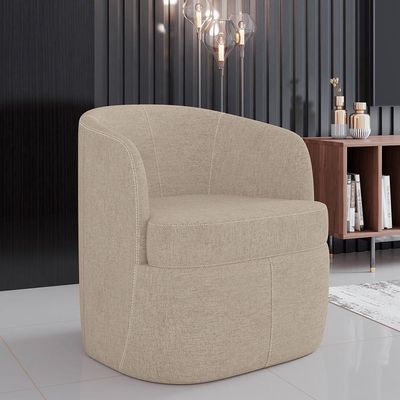 Kit 02 Poltronas Decorativa Giratória Para Sala De Estar Siena K01 Linho Bege