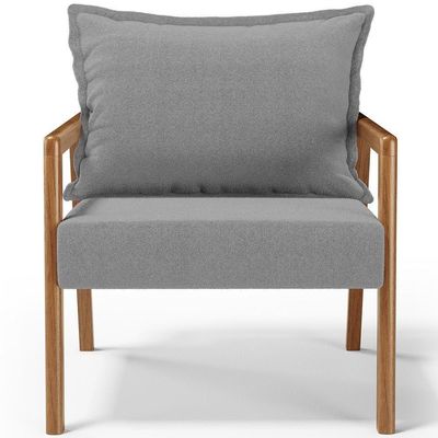 Kit 02 Poltronas Decorativa Para Sala De Estar Alícia B04 Bouclê Cinza